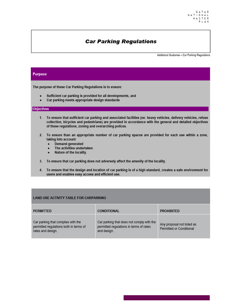 Qatar Car Parking Regulations Guide | PDF | Parking | Controlled Access ...
