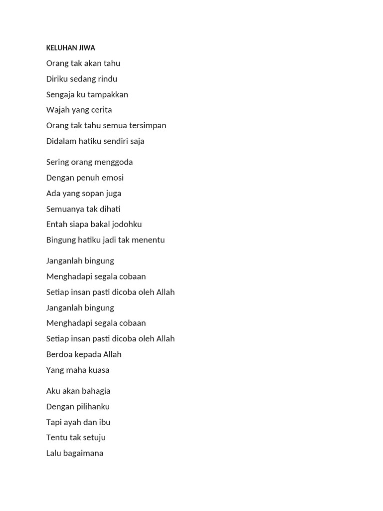 Lirik Lagu Tentang Kehidupan dan Iman | PDF