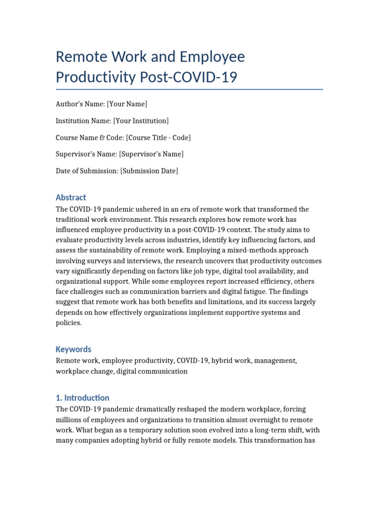 Remote Work Research Paper Part2 | PDF | Survey Methodology ...
