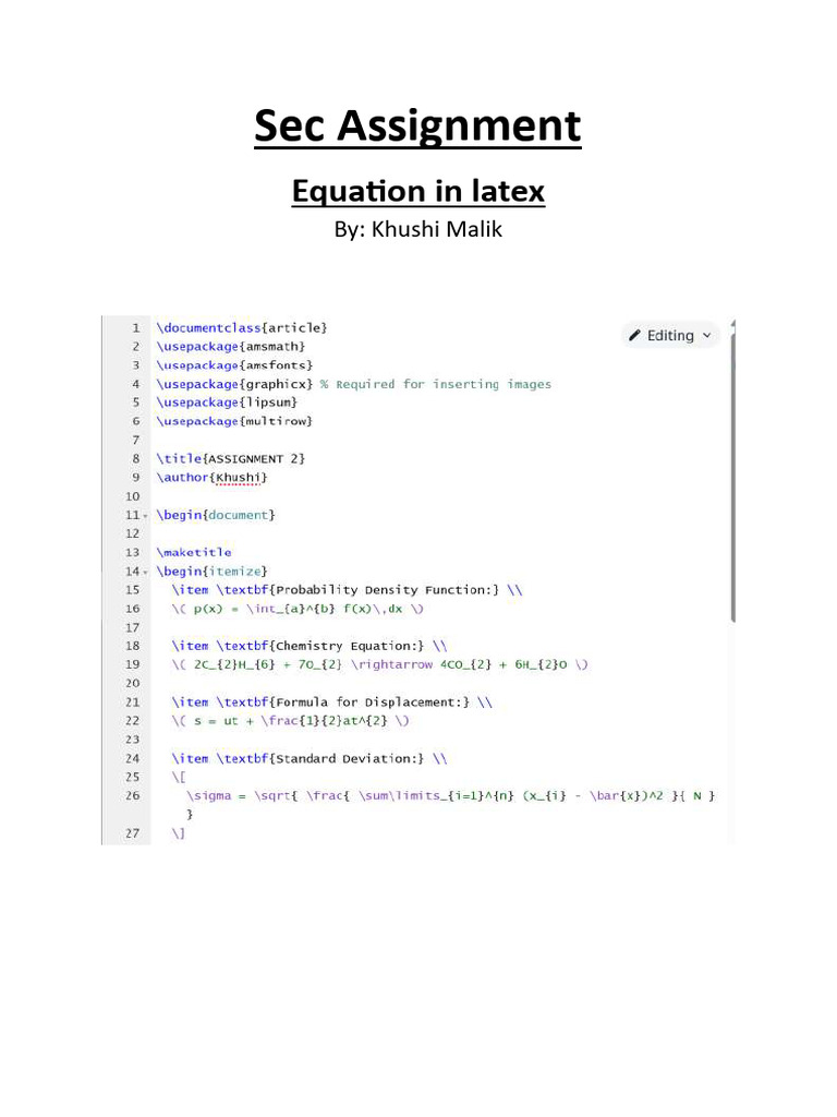Sec Equation Assignment | PDF