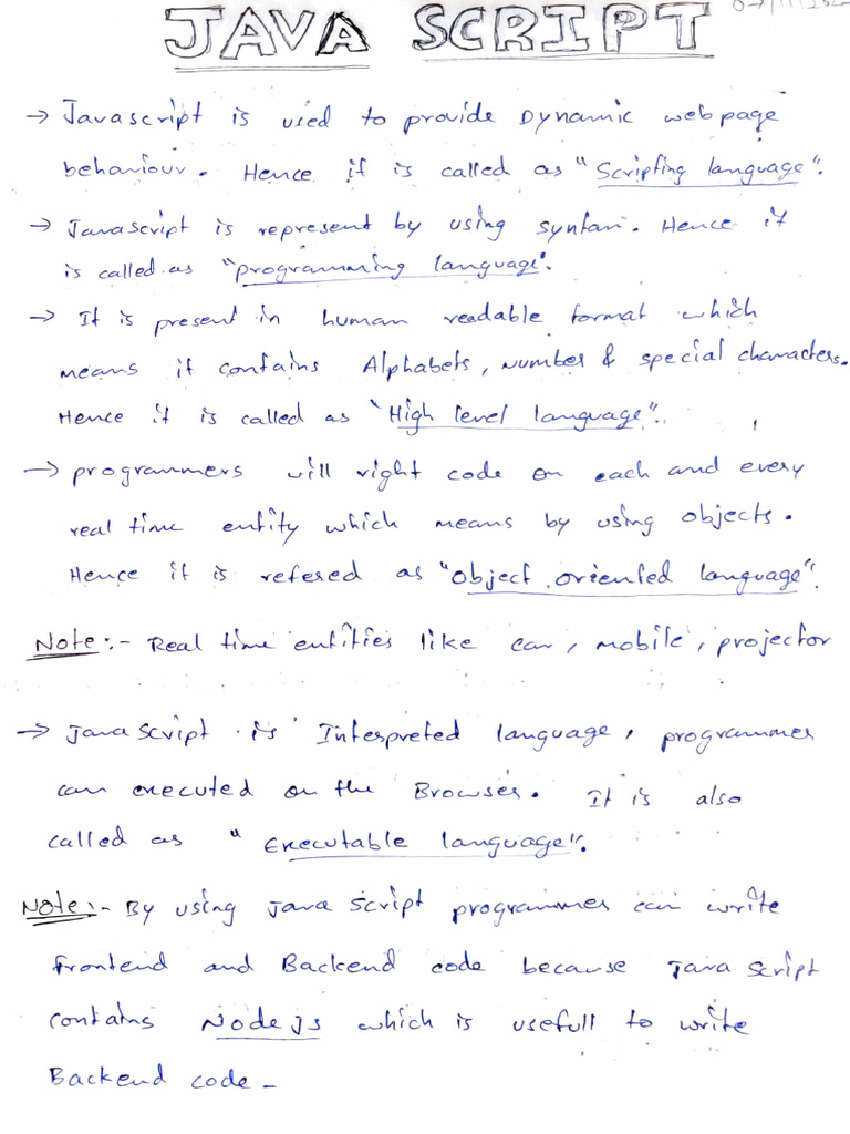 Java Script Notes 1 | PDF