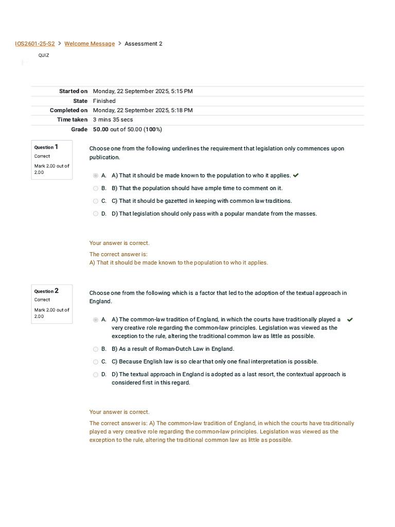 Statutory Interpretation Quiz Results | PDF | Common Law | Statutory ...