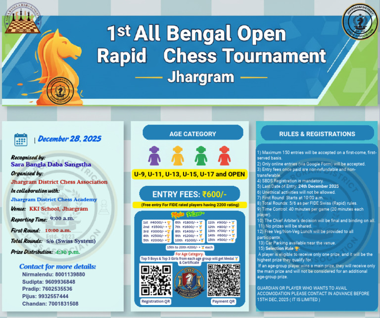 Chess Tournament Registration Details | PDF | Chess