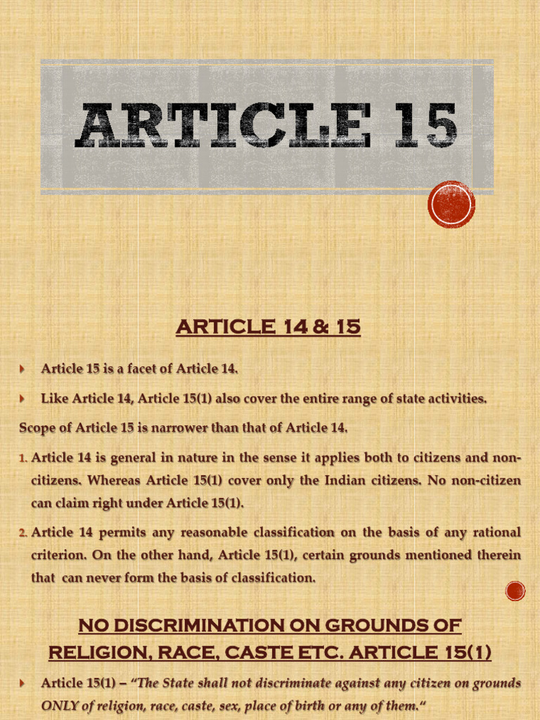 Article 15 | PDF | Government Of India | Justice