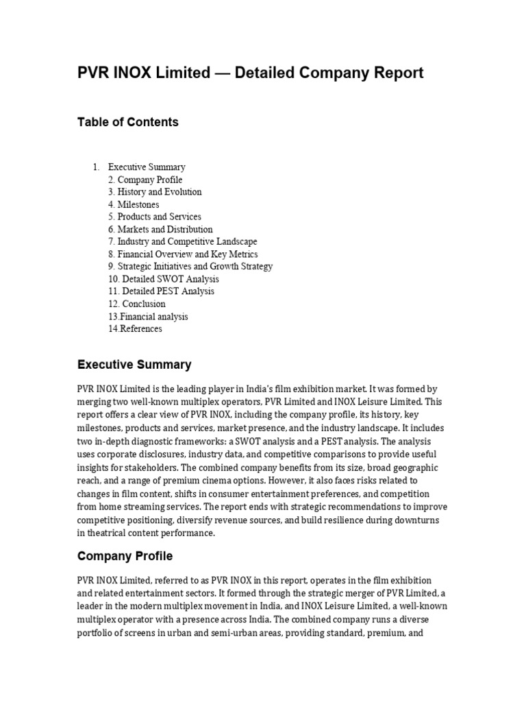 PVR INOX Limited: Company Overview & Analysis | PDF | Economies | Business