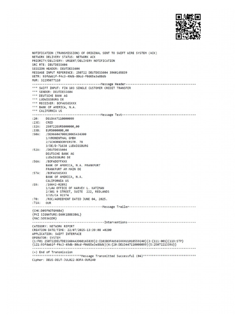 Swift Fin103-202 de To Us 22.07.2025 | PDF