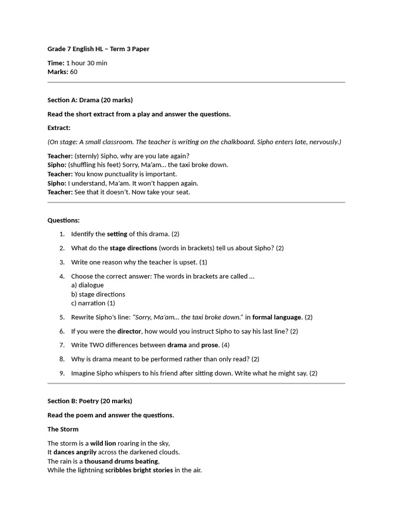 Grade 7 English HL | PDF