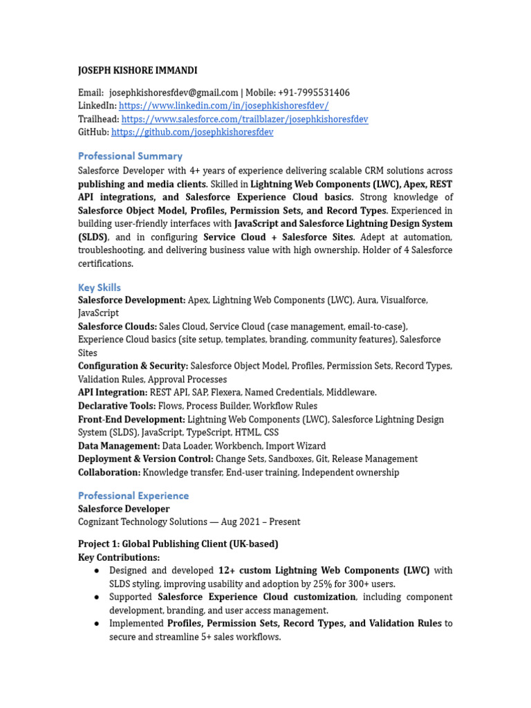 JosephKishore SFDevResume Oct2025 | PDF | Cloud Computing | Software ...