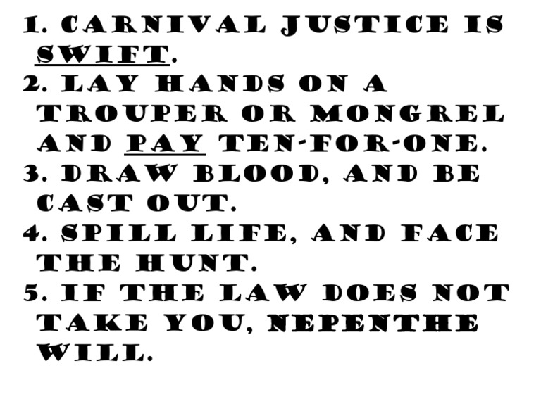 Carnival Justice: Rules of Conduct | PDF