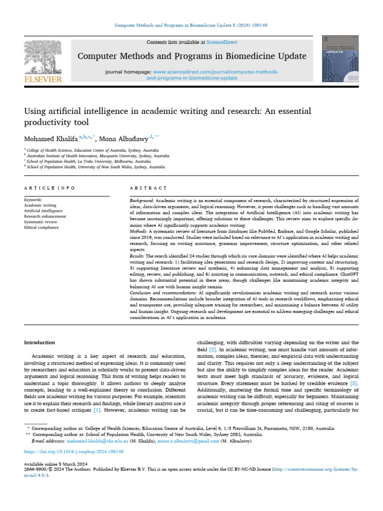 Using Artificial Intelegence in Academic Writing Sciencedirect | PDF ...