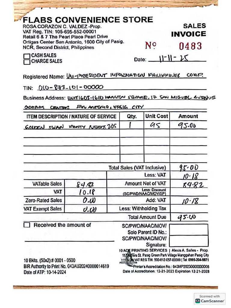 Receipt 11 - Flabs | PDF