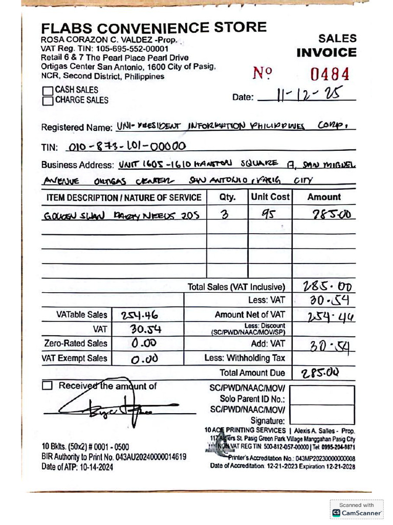 Receipt 12 - Flabs | PDF