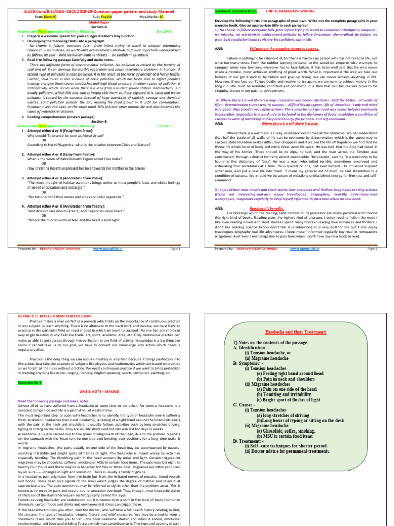 Sem 5 English Material 2024 25 | PDF | Headache | Pollution