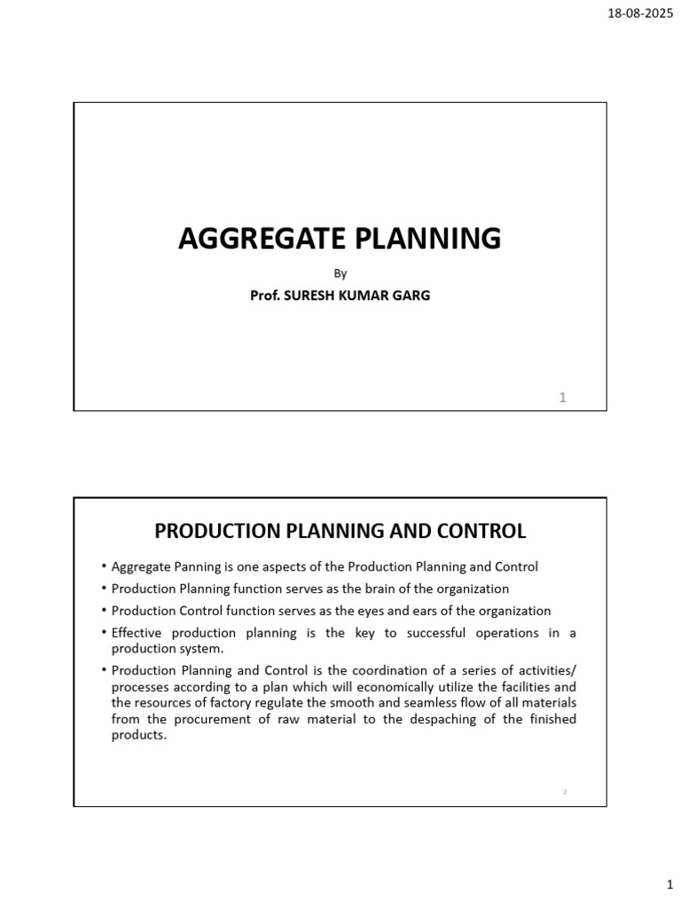 Aggregate Planning in Production Management | PDF | Inventory | Labour ...
