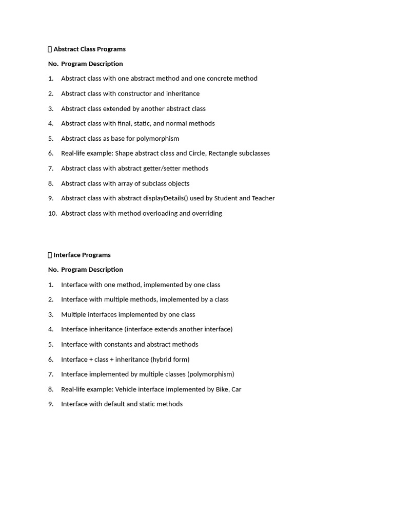 Abstract Classes and Interfaces in Java | PDF