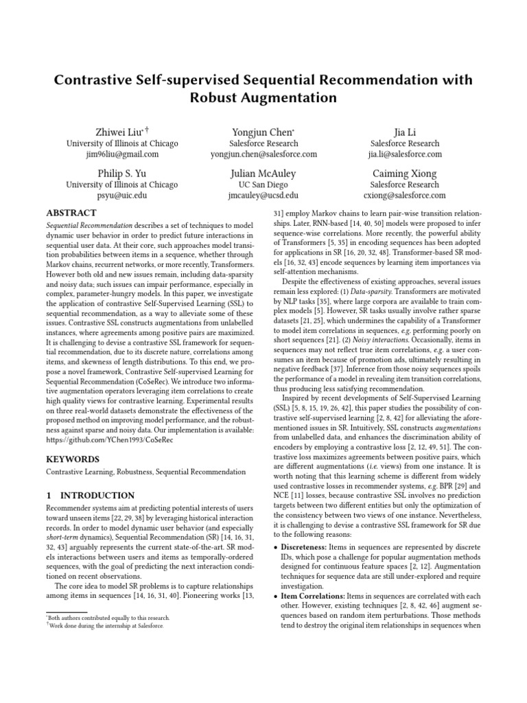 Contrastive SSL for Sequential Recommendation | PDF | Learning ...