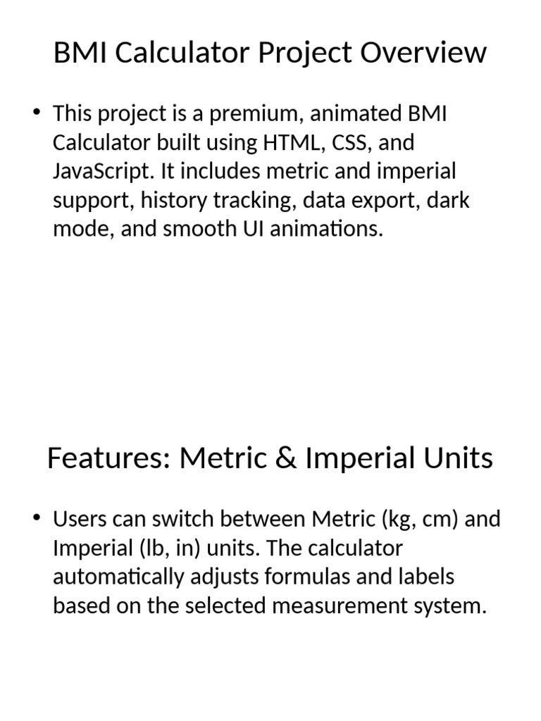 BMI Project Presentation With Content | PDF