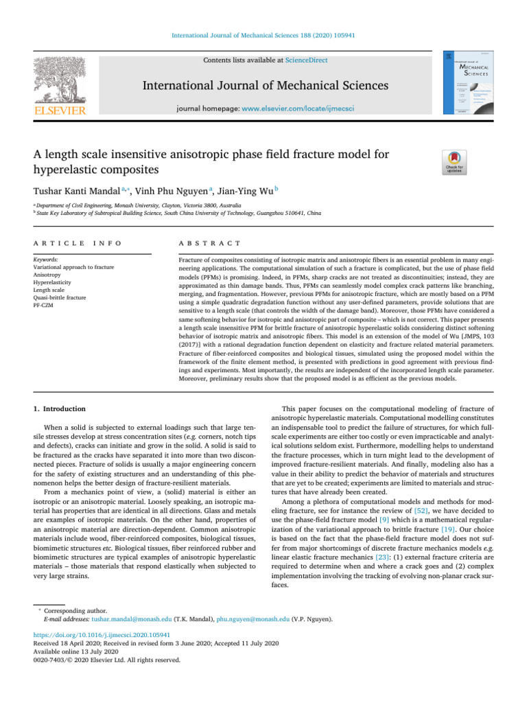 A Length Scale Insensitive Anisotropic Phase Field Fracture Model For ...