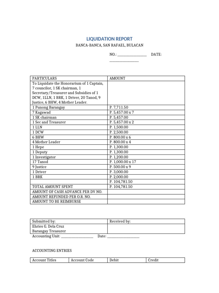 Liquidation Report Banca Banca Complete | PDF