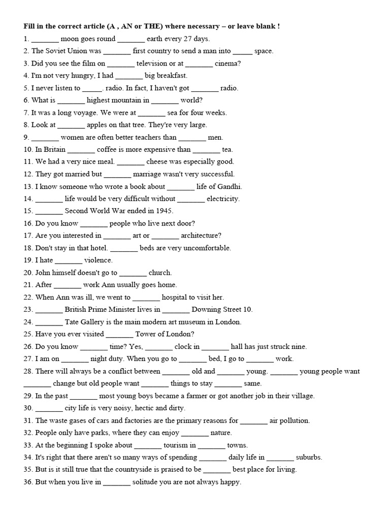 Fill in The Correct Article (A | PDF | Chess | Chess Theory