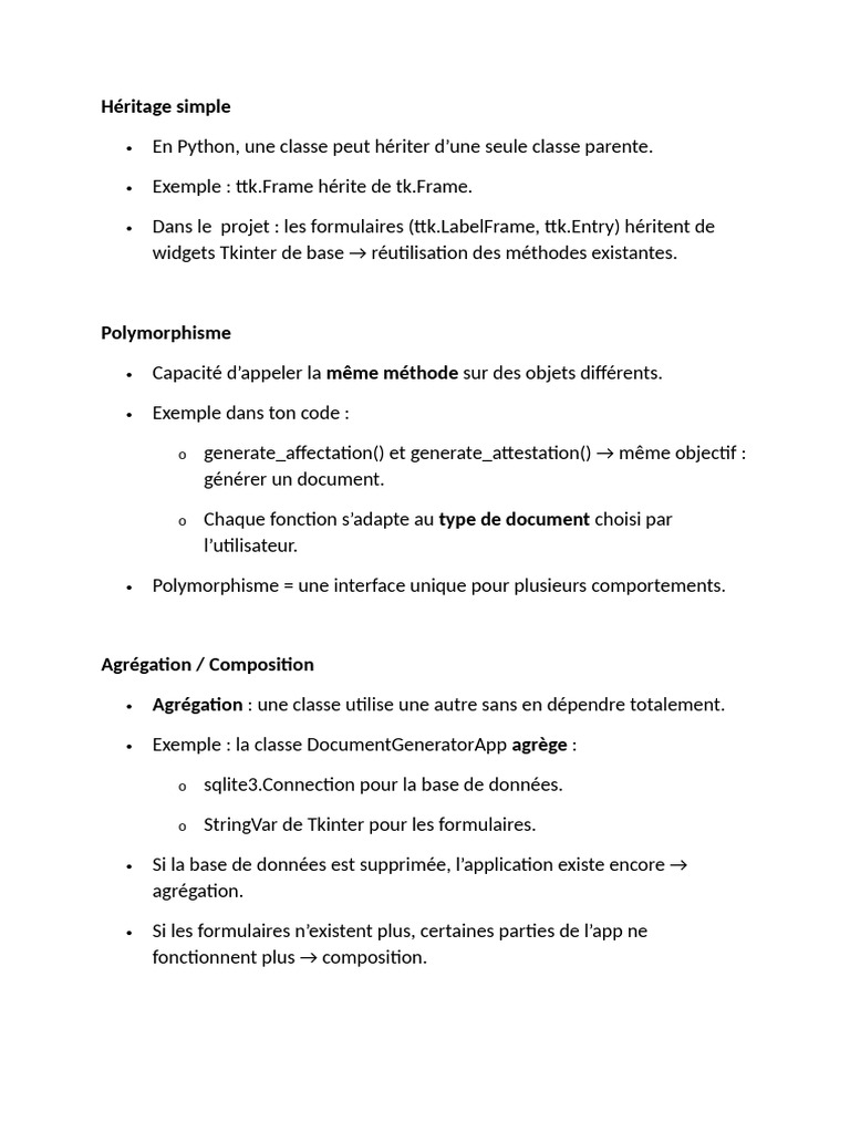 Héritage, Polymorphisme et Agrégation en Python | PDF