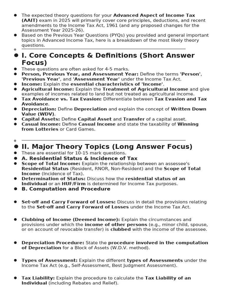 2025 Advanced Income Tax Exam Guide | PDF | Tax Deduction | Taxes
