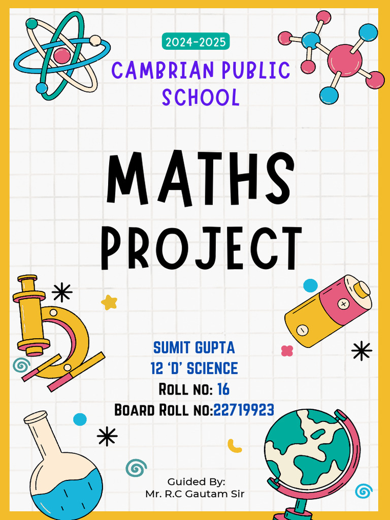 Yellow and Pink Doodle Science Project Cover A4 Document | PDF