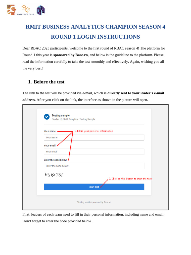 RBAC Season 4 Round 1 Login Guide | PDF