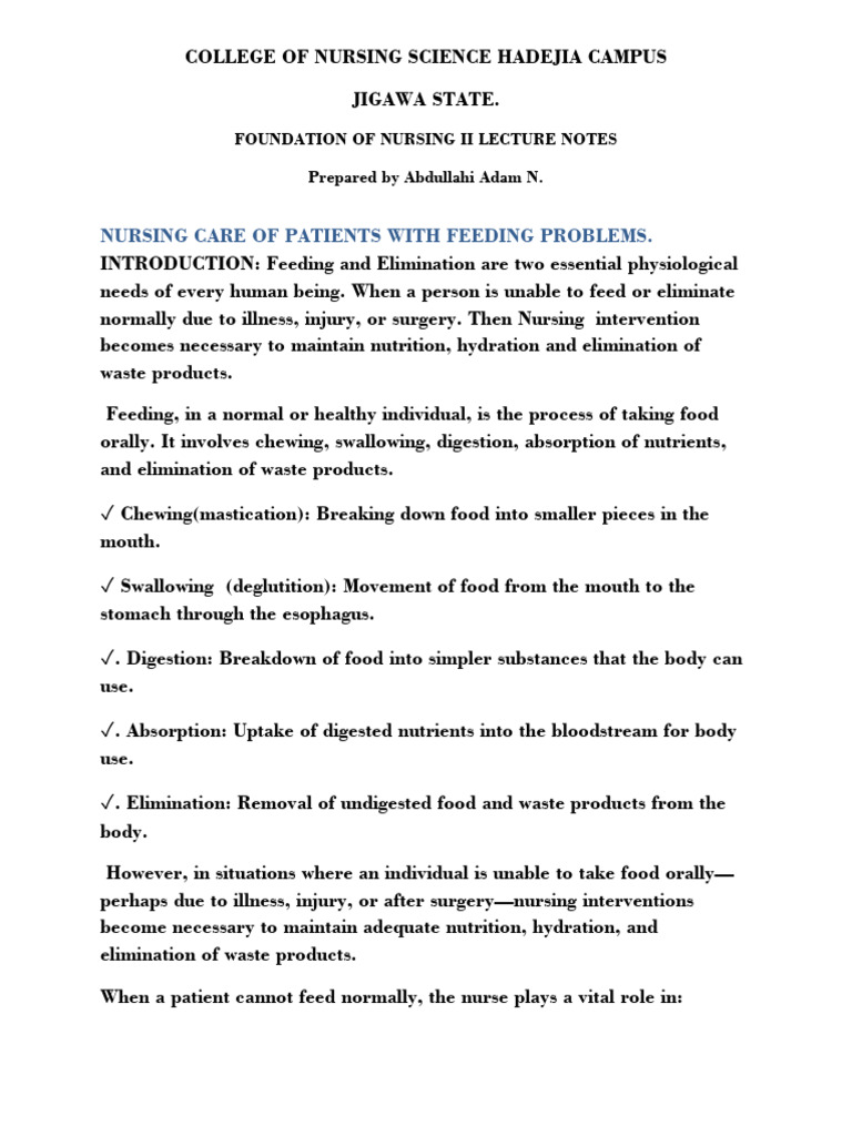 Nursing Care for Feeding Problems | PDF | Urinary Incontinence | Flatulence