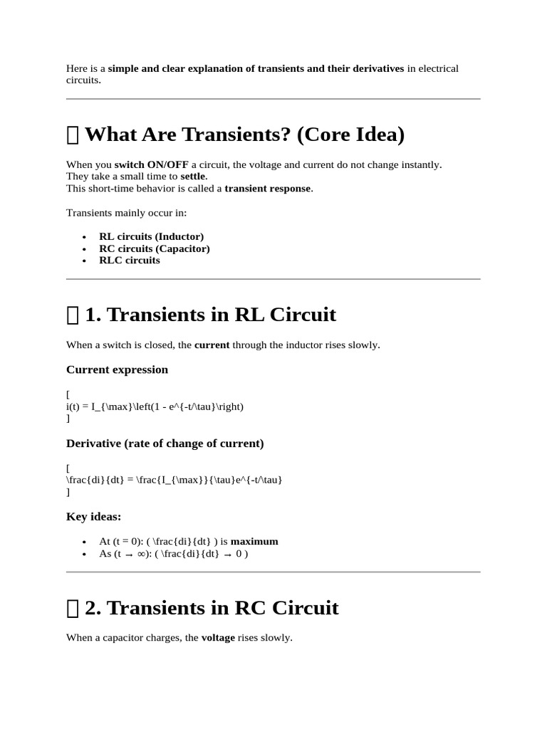 Understanding Transients in Circuits | PDF