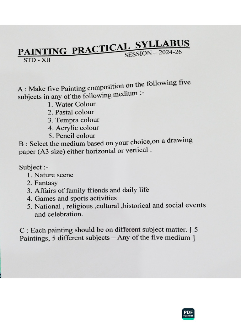 Painting Practical Syllabus 2024-26 | PDF