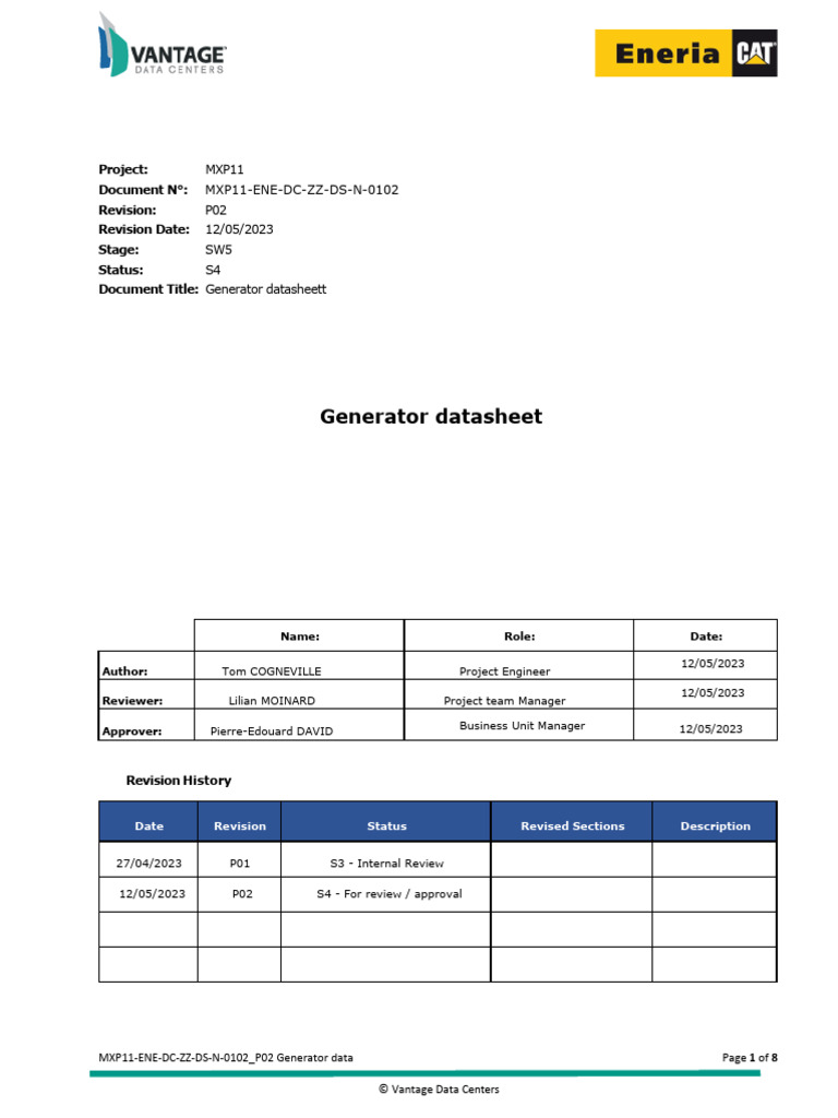 Caterpillar Generator Datasheet 2600kW | PDF | Electric Generator ...