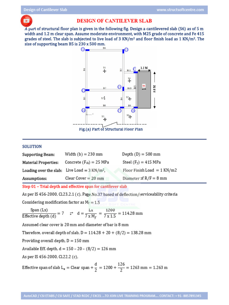 Manual Design of Cantiliver Slab | PDF | Bending | Building Engineering