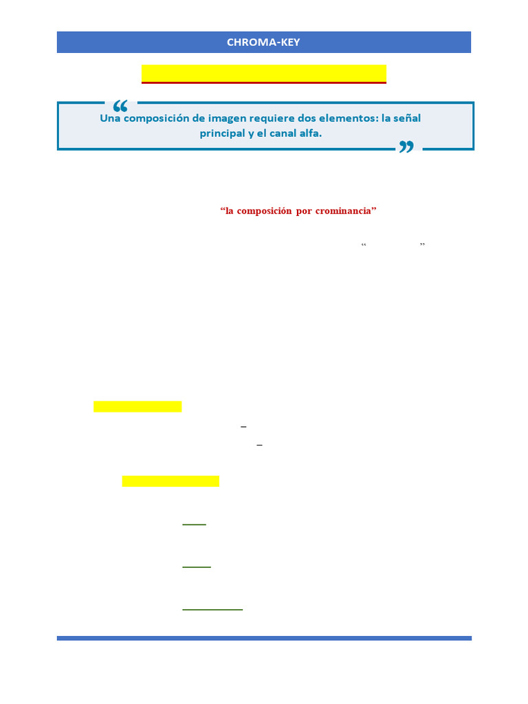 (Mesa Mezclas) - COMPOSICIÓN DE IMAGEN. CHROMA KEYpdf | PDF | Color ...
