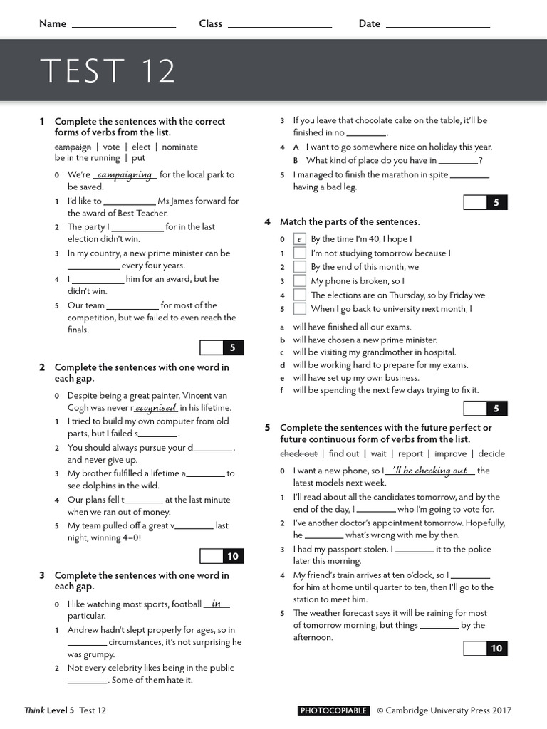 Think l5 Test12 | PDF