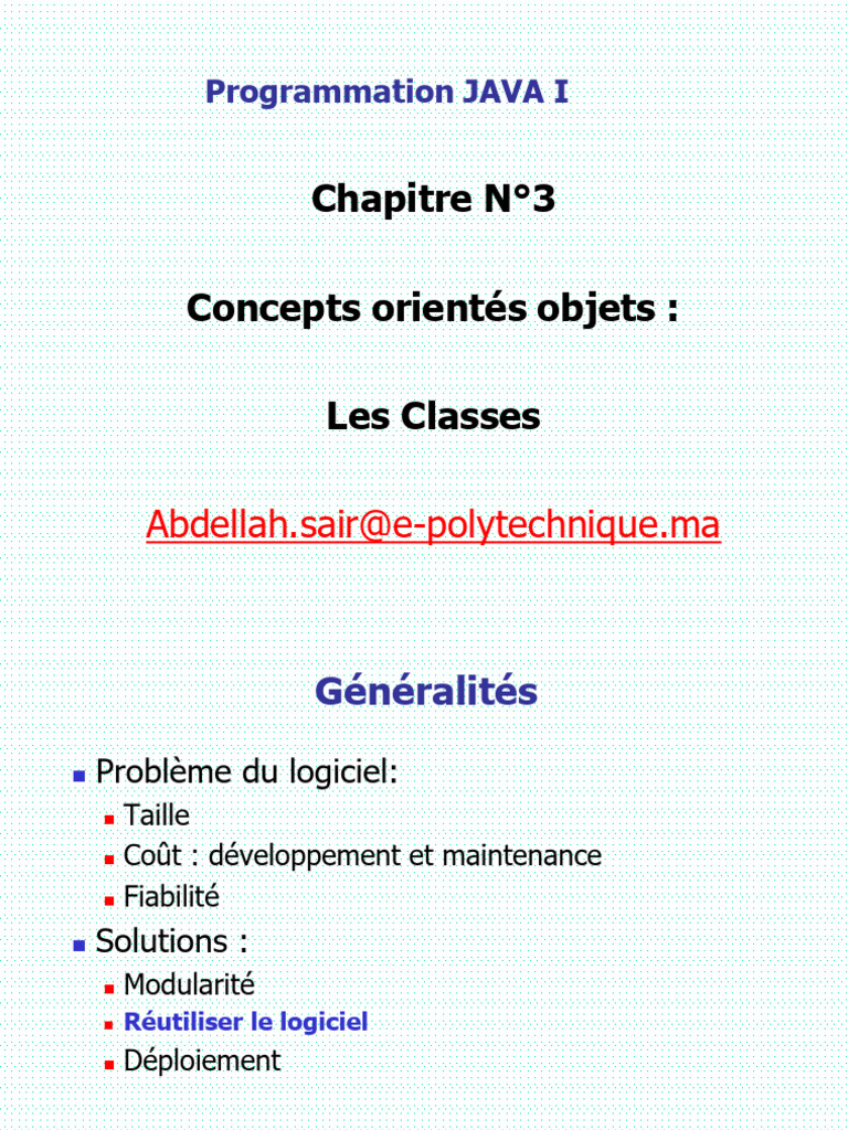 Concepts de Classes en Java POO | PDF | Classe (informatique ...