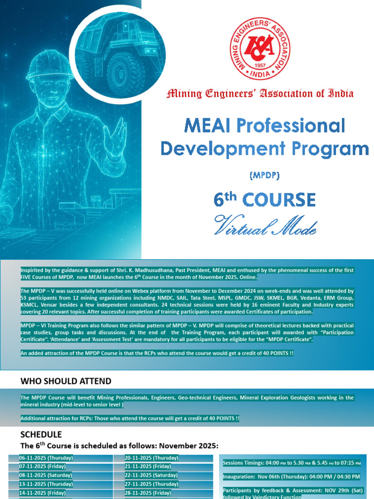 MEAI 6th Course: Online Mining Training | PDF