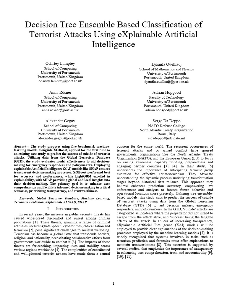 Decision Tree Ensemble Based Classification of Terrorist Attacks | PDF ...
