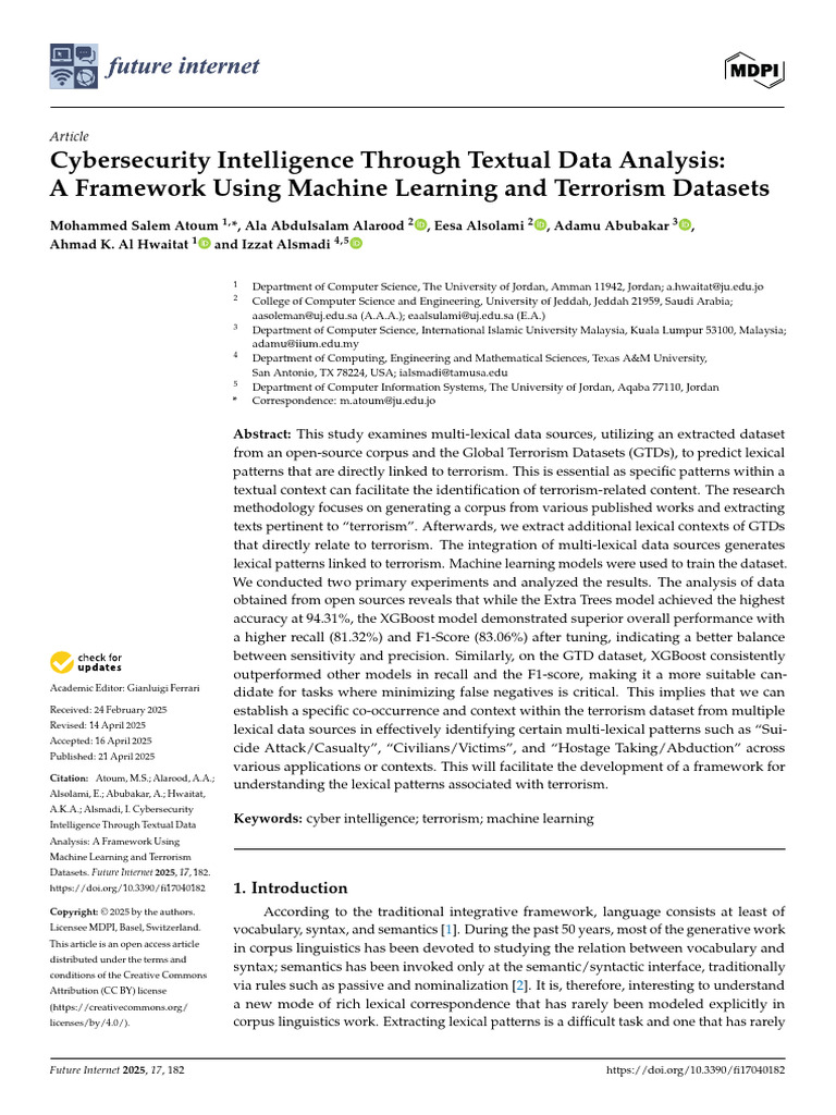 Cybersecurity Framework for Terrorism Analysis | PDF | Bootstrapping ...
