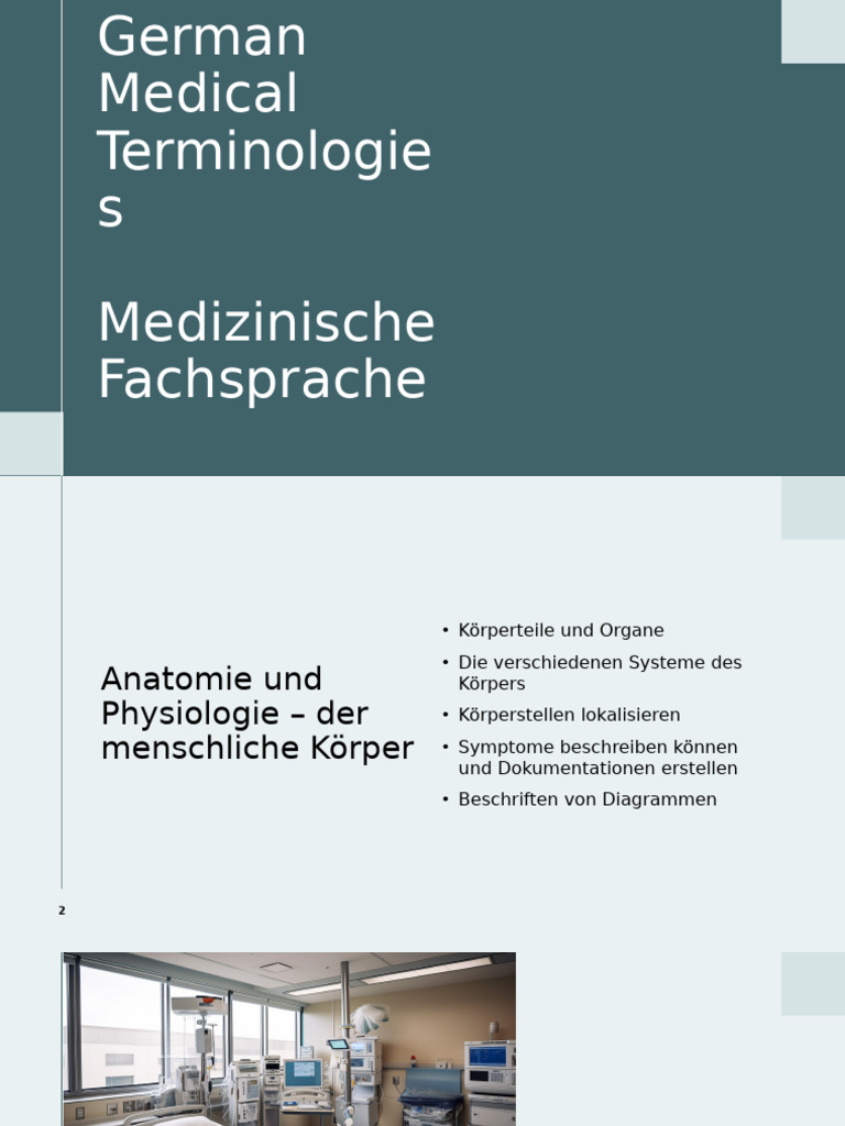German Medical Terminologies Lesson 2 | PDF