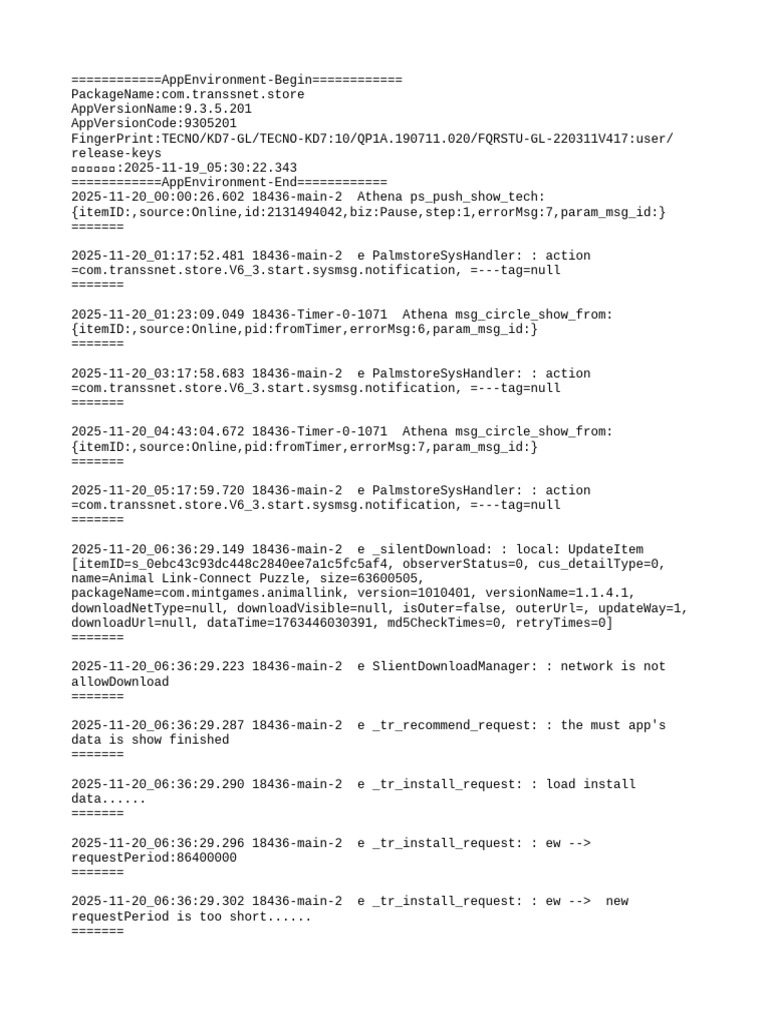 App Environment Log for Transsnet Store | PDF | Java (Programming ...