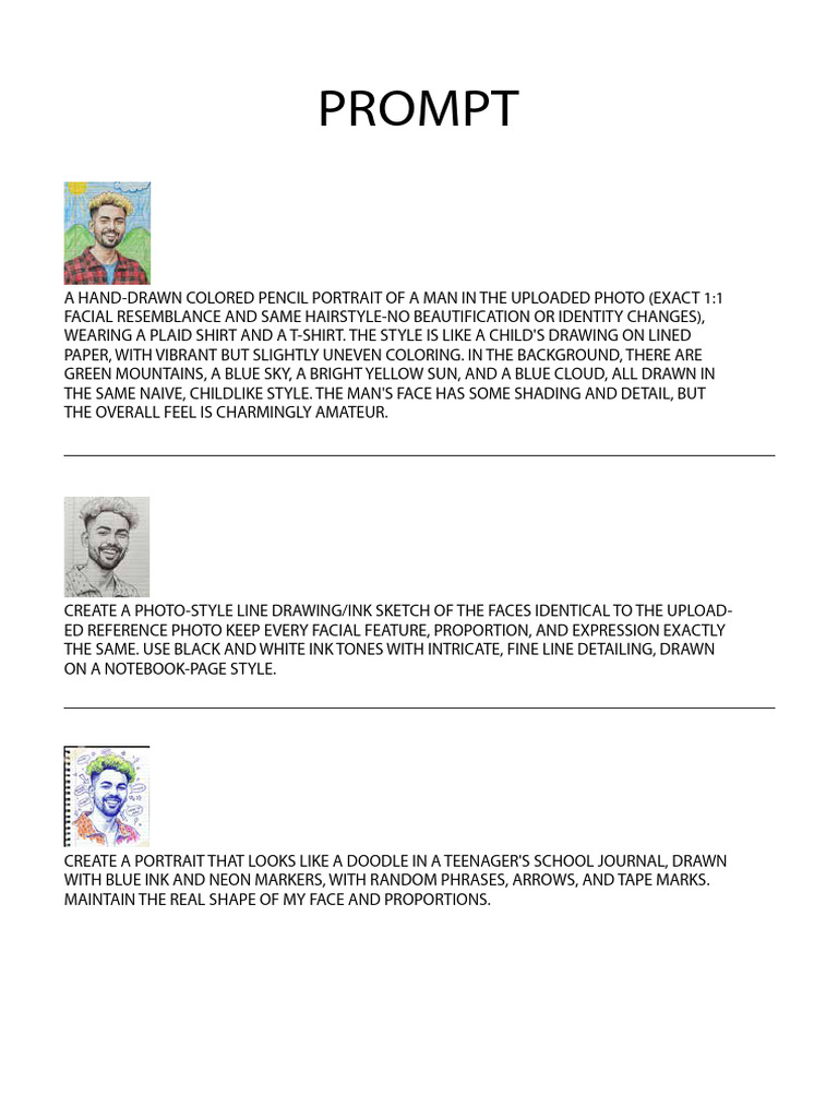 Hand-Drawn Portrait Styles Explained | PDF