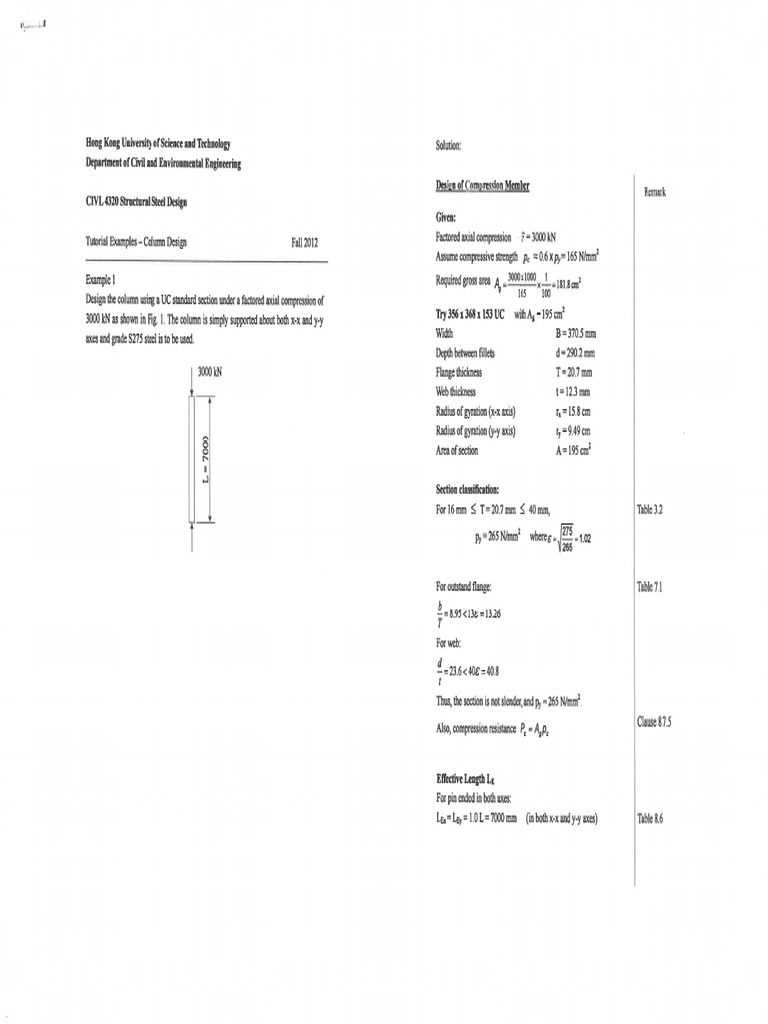 CIVL4320 Ch3 Compresssion Members - Tutorial | PDF