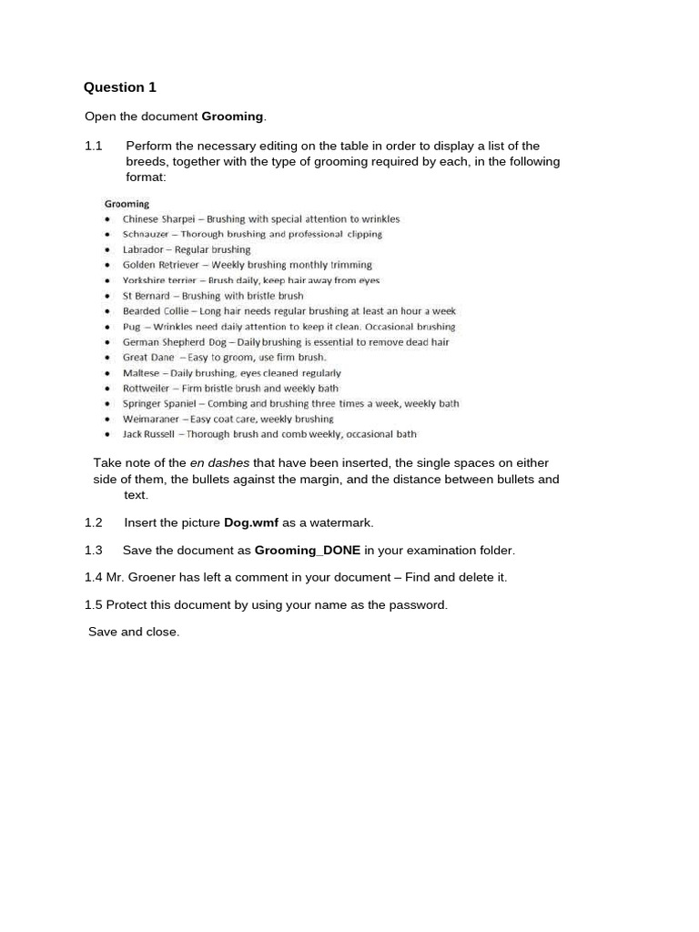 Grooming Document Editing Guide | PDF