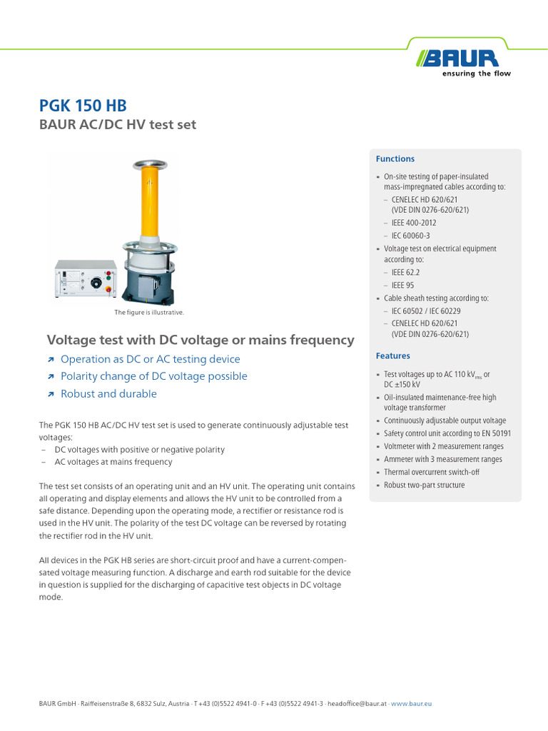 BAUR PGK 150 HB AC/DC Test Set | PDF | Voltage | Rectifier