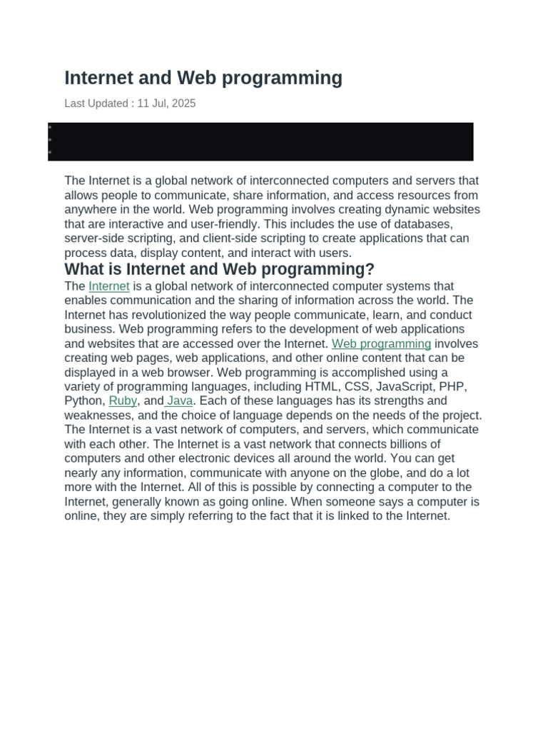 Understanding Internet and Web Programming | PDF