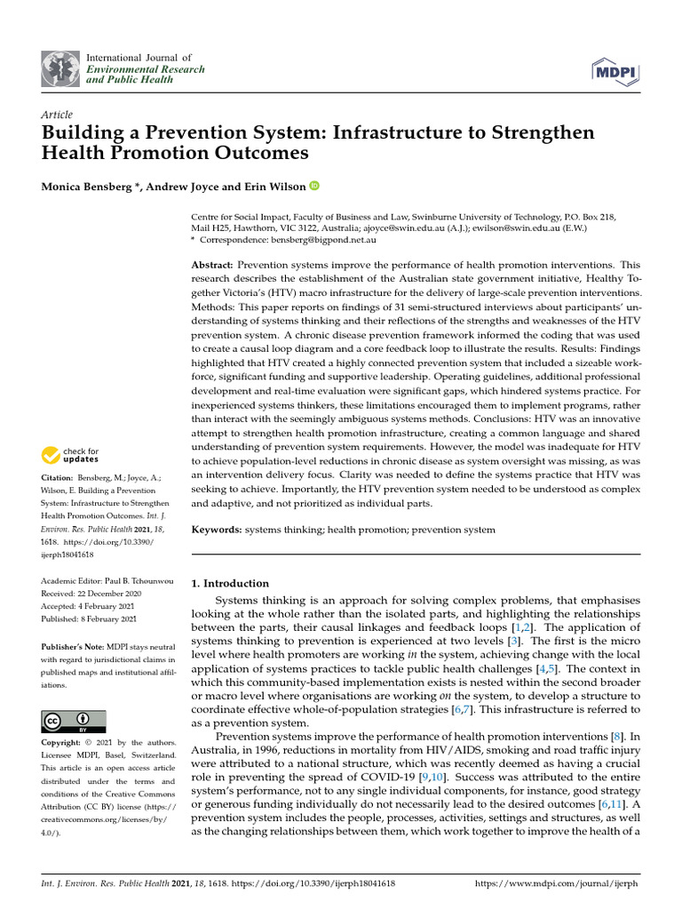 Building Health Promotion Systems | PDF | Health Promotion
