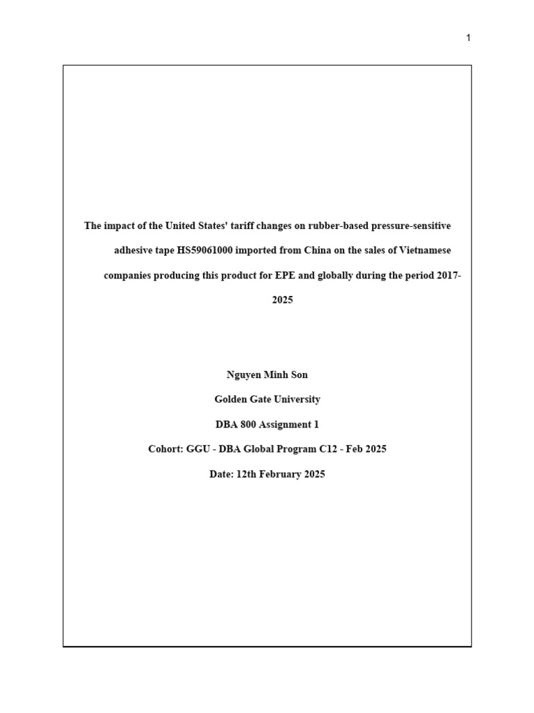 DBA 800 Assignment 1 - Nguyen Minh Son (GGU - DBA Global Program C12 ...