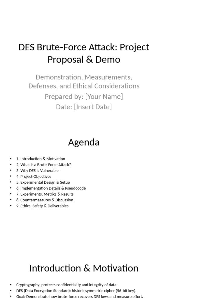 DES Brute Force Attack Proposal & Demo | PDF | Encryption | Key ...