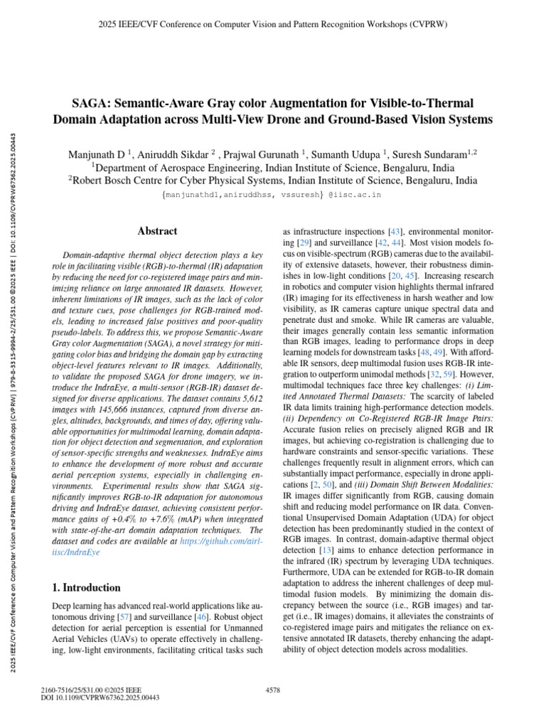 SAGA Semantic-Aware Gray Color Augmentation For Visible-To-Thermal ...